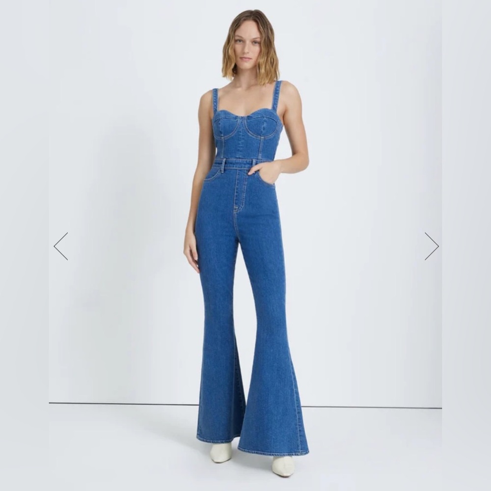 NWT 7 For All Mankind Beauty Denim Mega Flare Jumpsuit